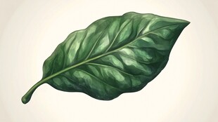手绘鲜绿罗勒叶插画