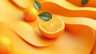 橙香四溢的梦幻3D水果场景