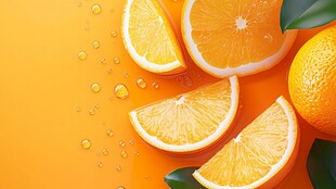 新鲜橙子切片与整果画面