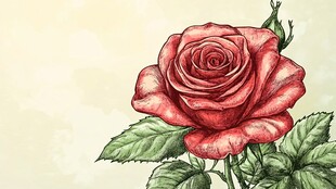 手绘红玫瑰插画
