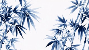 水墨蓝竹图