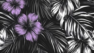 紫槿黑白叶 热带风情绘