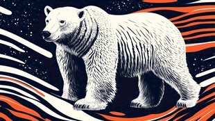 北极白熊于动感背景中