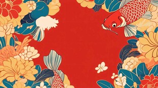 锦鲤繁花贺岁图