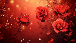 浪漫红玫瑰梦幻背景图