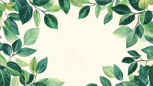 绿叶环绕的清新边框背景