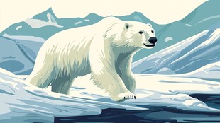 北极冰原上的北极熊