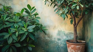 墙边绿植 自然清新小景