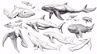 海洋生物手绘集合