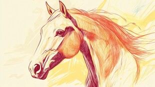 飘逸鬃毛的骏马侧颜