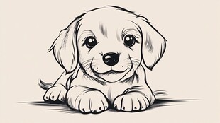 趴着的可爱小狗简笔画