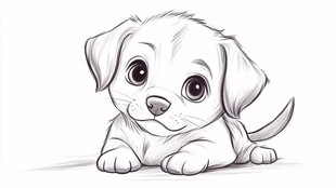 趴着的可爱卡通小狗