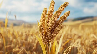 金黄谷穗挺立丰收田野