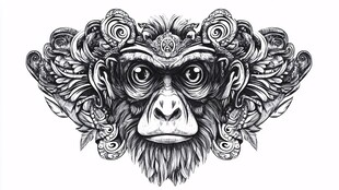 猴头图腾纹饰艺术插画