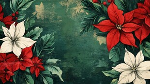 圣诞花卉背景图
