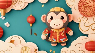 萌猴贺岁 传统佳节氛围浓