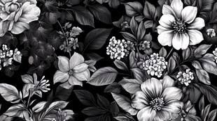 黑白花卉图案纹理背景