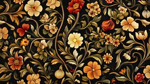 复古花卉图案精美织物纹理