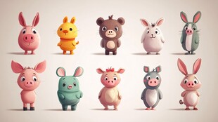 可爱卡通动物形象集合