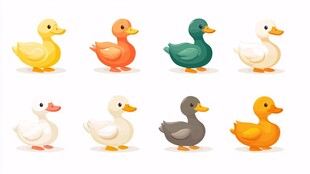 可爱多彩小鸭子集合