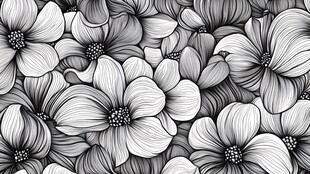 黑白花卉无缝图案设计