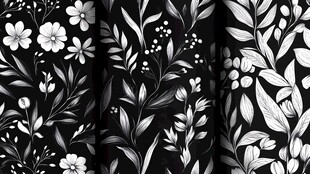 黑白花卉植物图案设计