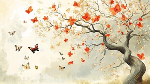 秋树蝶舞 梦幻自然景致