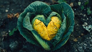 心形黄芯卷心菜特写