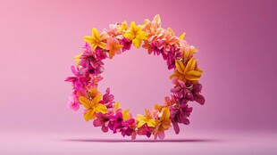 彩色花朵组成的梦幻花环