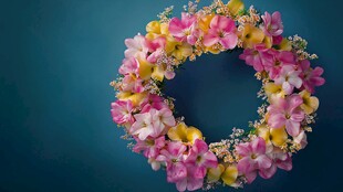 缤纷花朵组成的美丽花环