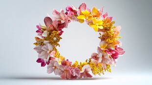 缤纷花朵组成的美丽花环