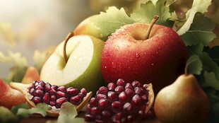 多彩新鲜水果静物摆拍