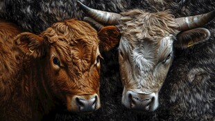 双牛特写 棕灰双色的质朴模样