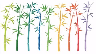 多彩竹子插画