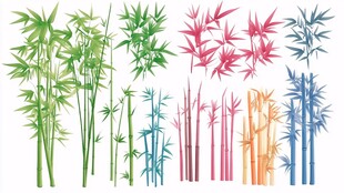 多彩竹子插画素材