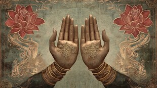 双手莲花图案的神秘图腾