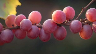 红葡萄挂枝 色泽诱人