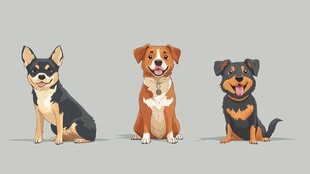 三只可爱萌犬坐立