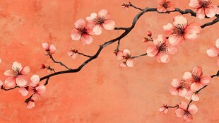 橙底粉樱 尽显春日浪漫