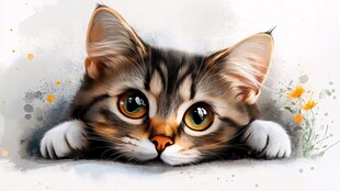 可爱小猫趴卧的温馨瞬间