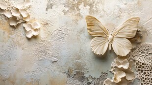 立体蝴蝶与花朵墙面装饰