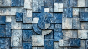 蓝灰瓷砖墙面独特纹理