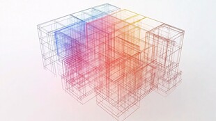 多彩线框立体建筑模型