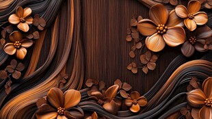 立体木雕花卉装饰背景图