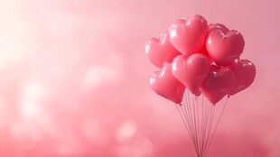 粉色心形气球梦幻场景