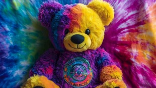 彩色小熊玩偶 绚丽背景