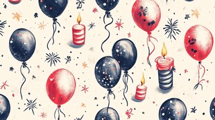 气球蜡烛节日装饰图案