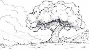 独树屹立的宁静风景