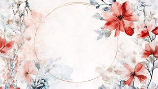 花卉环绕的梦幻圆形边框