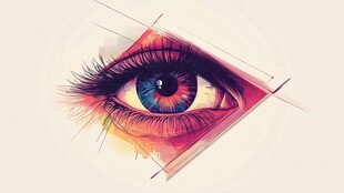 梦幻彩色眼睛艺术插画